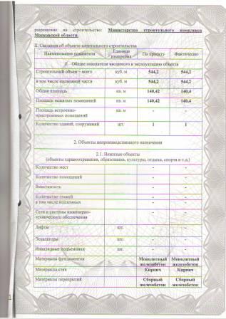 Разрешение на ввод объекта в эксплуатацию Московская область - пример